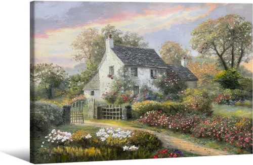 Vista 17 de Haitunone Póster de estanque de pato real con animales de granja, arte de pared, pintura de pato vintage, pintura al óleo, cazador de pájaros