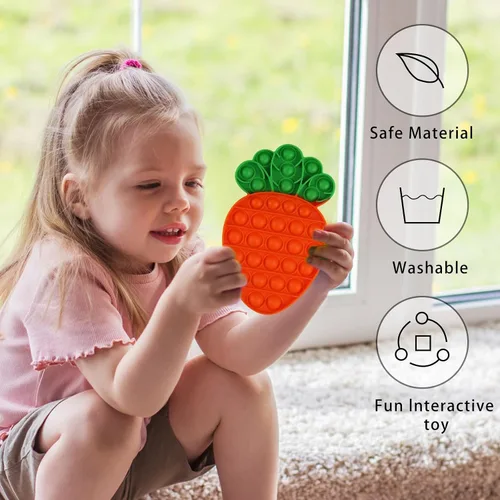 Vista 4 de Anboor Juguetes sensoriales para ansiedad con burbujas de zanahoria, alivio del estrés para niños, caza, autismo, educativo, juguetes sensoriales