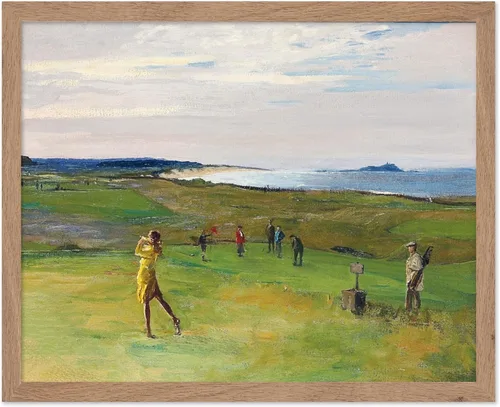 Vista 43 de Monem Art - Póster de pintura vintage para niños jugando en la orilla, impresión retro para niños, arte de playa, arte de velero, arte costero