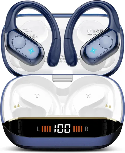 Vista 19 de Qecnato 75H Earbuds Bluetooth 5.4 Auriculares estéreo deportivos Azul