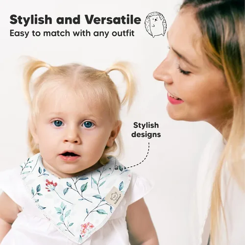 Vista 8 de KeaBabies Paquete de 8 baberos orgánicos para bebés para niñas y niños y paquete de 10 baberos bandana para bebé, baberos de dentición para niños