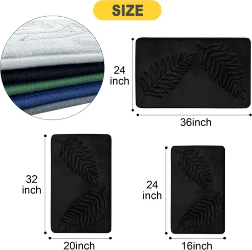 Vista 2 de Tapete de baño de 24 x 16 pulgadas, súper absorbente, suave, lavable, de espuma viscoelástica, de secado rápido, antideslizante, para dormitorio