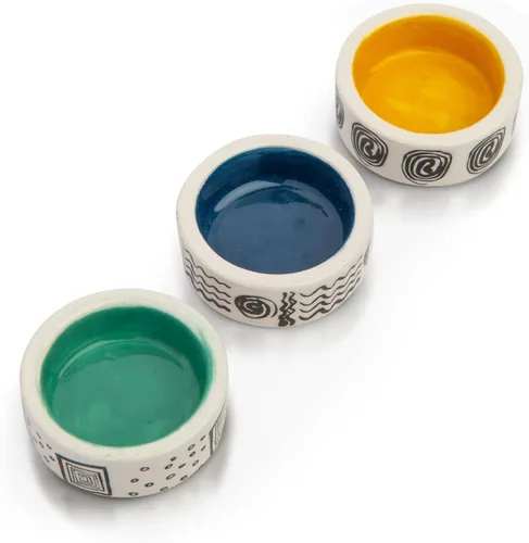 Vista 4 de 3 piezas de tazón micro colorido, tazas de riego Trantuala, cuenco pequeño para cangrejo ermitaño, cuenco de comida Gecko crestado