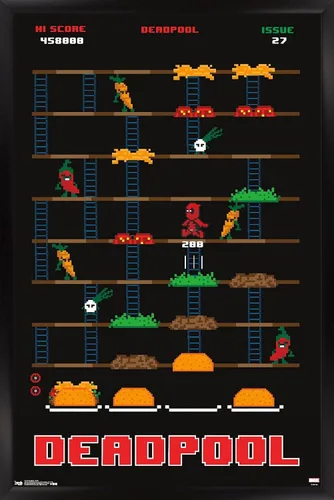 Vista 9 de Trends International Marvel Comics Deadpool - Póster de pared de juego, 22.4 pulgadas de largo x 14.7 pulgadas, versión enmarcada de madera