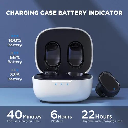 Vista 5 de HTC Auriculares inalámbricos True 7 Bluetooth 5.3, auriculares intrauditivos con cancelación de ruido, controlador de 0.394 in con graves profundos