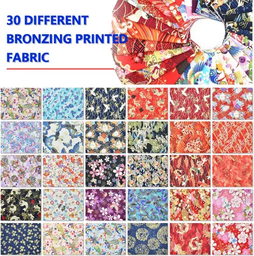 Vista 3 de Paquete de 30 piezas de tela de algodón – 8 x 10 pulgadas, tela de envoltura de estilo japonés para manualidades, costura de retazos y manualidades