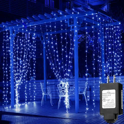 Vista 13 de Solhice Cortina de luces LED para exteriores, 12 x 10 pies, 360 luces LED para colgar en interiores y dormitorios, luz de fondo para decoración