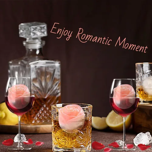 Vista 4 de Rose Ice Cube Mold,2 "x 4 hielos,Moldes grandes para cubitos de hielo,Bandeja de cubitos de hielo Silicone Ice Cube Tray,Whiskey Ice Cubes