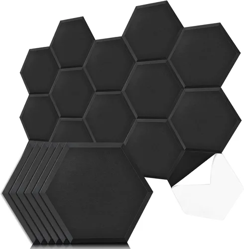Vista 17 de Art3dwallpanels Paquete de 12 paneles acústicos autoadhesivos, 14" X 12" X 0.4" paneles de pared insonorizados, paneles de absorción de sonido