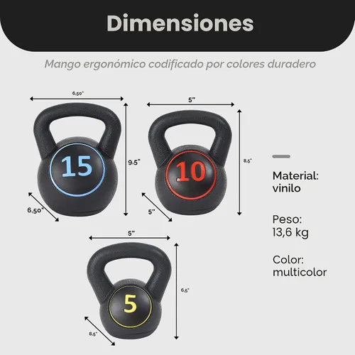 Vista 4 de BalanceFrom Vinyl Kettlebell Set, 30/45/50/75 Pound Options – Cement-Filled Strength Training Weights with Ergonomic Grip and Color Coding for Full