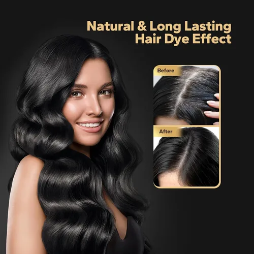 Vista 3 de Champú de tinte para cabello negro, champús para cabello tratado con color, champú de tinte para el cabello 3 en 1, tinte para cabello negro