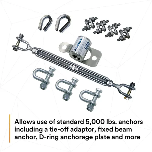 Vista 8 de 3M DBI-SALA 7401033 Componente Horizontal, Zorbit Absorber Energía con tres grilletes, sujetadores, tensor de tensor, dedales y clips de cable