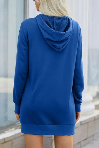 Vista 3 de PRETTYGARDEN Sudadera con capucha para mujer, de otoño, a la moda, con cordón, ligera, manga larga, sin botones, vestido con capucha