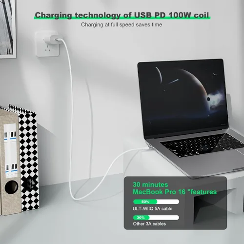 Vista 6 de Cable USB C 3.2 Gen 2X2 – 3.3 pies, cable de monitor 4K, transferencia de datos de alta velocidad de 20 Gbps, carga de 100 W, compatible con MacBook