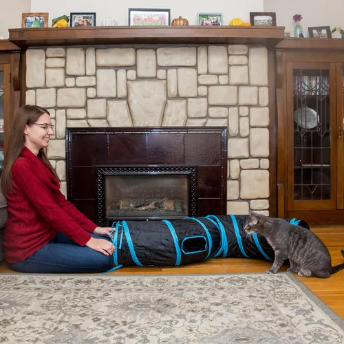 Vista 6 de PetLike S Cat Tunnel - Juguete plegable para mascotas con bola (1 vía, negro)