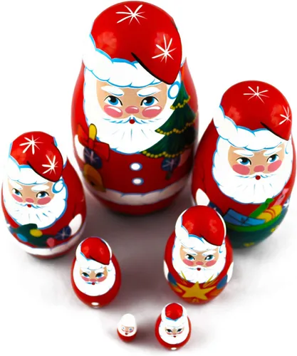 Vista 5 de Muñecos de anidación de madera de Papá Noel de Navidad, 7 piezas, decoración de Navidad de Papá Noel, ideas de regalos de muñecas - Matryoshka