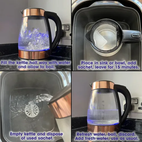 Vista 7 de Duzzit Kettle - Descalcificador, removedor de cal, fácil de usar, en bolsita, azul, paquete de 2