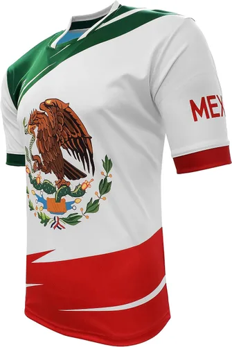 Vista 2 de Arza Mexico Fan Jersey para Niños Color Blanco, Rojo, Verde 100% Poliéster