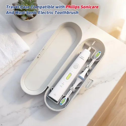 Vista 2 de Funda de viaje para cepillo de dientes compatible con cepillo de dientes eléctrico Philips Sonicare y 6 fundas reutilizables para cabezales