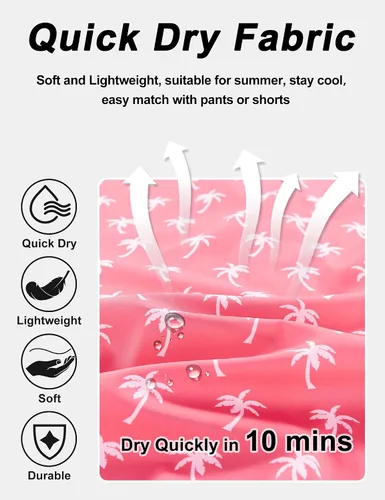 Vista 5 de BOJIN Camisas hawaianas de manga corta con botones para hombre, camisas casuales de verano, estampado floral tropical, camisas de playa Aloha