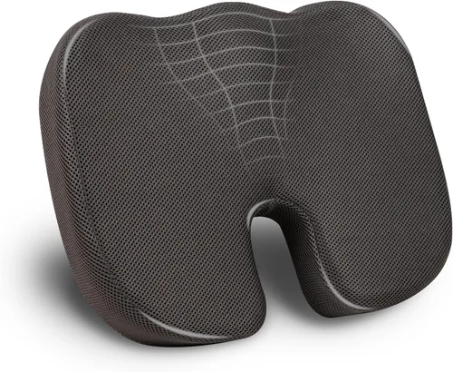 Vista 9 de Mind Reader Cojín de asiento de espuma viscoelástica con tecnología Air-Cloud, ciática, alivio del dolor de coxis y cadera, oficina, espuma