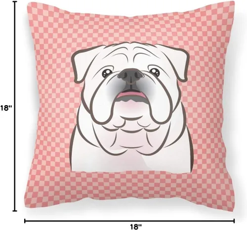 Vista 2 de Caroline's Treasures BB1220PW1818 Cojín decorativo de tela de bulldog inglés de ajedrez, lavable a máquina, para interiores y exteriores, para sofá