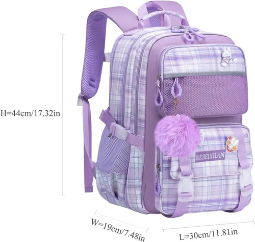 Vista 2 de KEBEIXUAN Linda mochila para niñas escolares, mochila con múltiples bolsillos para niños, mochila de gran capacidad para niñas de 6 a 12 años