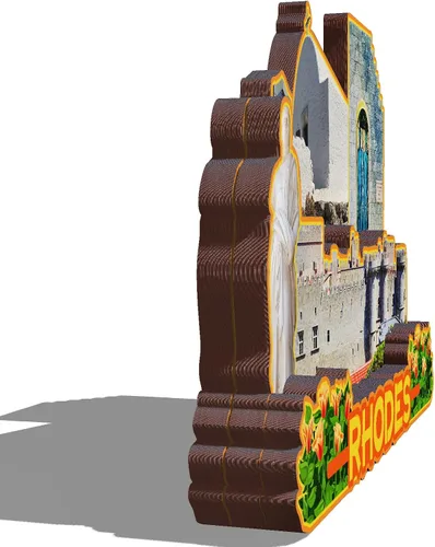 Vista 2 de Imán de madera de Rhodes Grecia 3D para nevera, viajes, coleccionables, recuerdos, decoración, manualidades hechas a mano