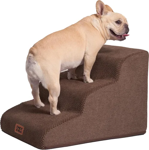 Vista 23 de EHEYCIGA Rampa curvada para escaleras para perros, camas altas de 4
