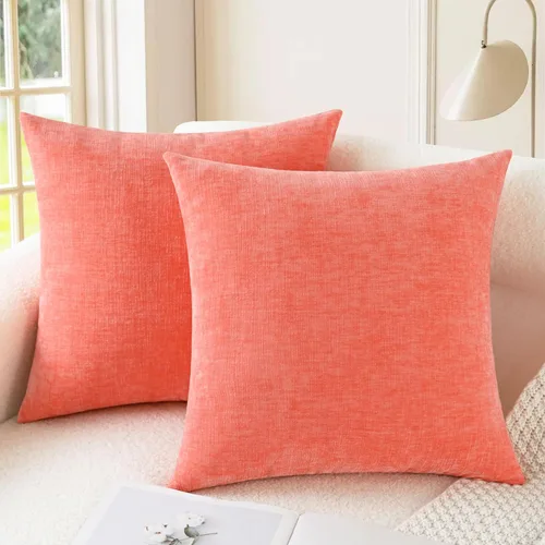 Vista 51 de CaliTime - Paquete de 2 fundas de almohada acogedoras para sofá, decoración del hogar, felpilla suave teñida sólida, 16 x 16 pulgadas, marrón Marrón