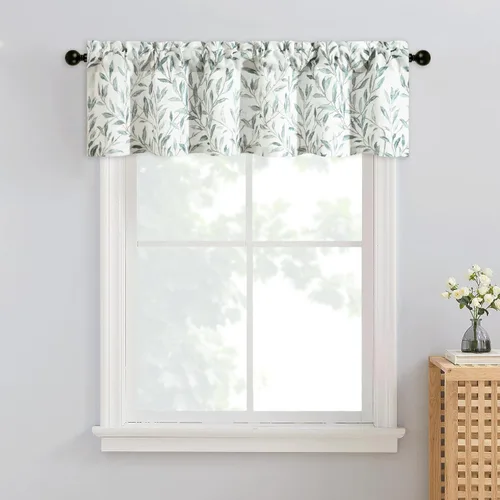 Vista 36 de VOGOL Cortinas de cenefa de jacquard dorado con diseño de flores de lujo para dormitorio, sala de estar, comedor, 52 x 14 pulgadas, 1 panel, negro