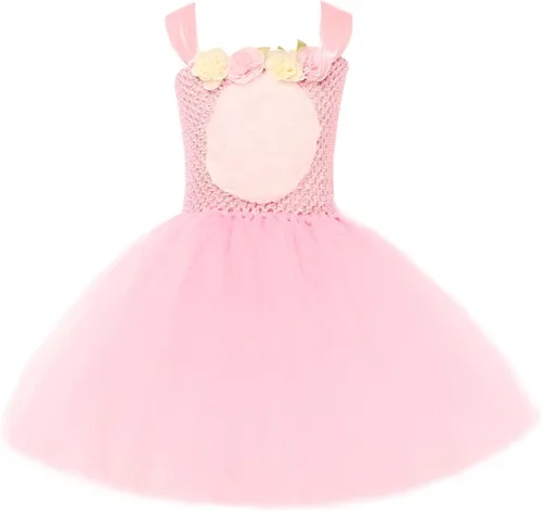 Vista 5 de Adorable vestido de conejo de Pascua rosa para niñas pequeñas, vestido de princesa de conejo, orejas de conejo de peluche, carnaval, princesa