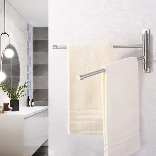 Vista 7 de KES Barra de Toallas para Baño de 13.8 Pulgadas, Montaje Basculante, Brazo Extensible, Soporte de Pared de 2 Brazos, Acero Inoxidable SUS304