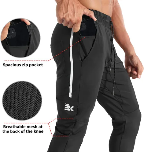 Vista 8 de BROKIG Pantalones deportivos ligeros para hombre, elásticos, de secado rápido, con bolsillos con cremallera