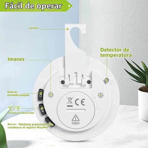 Vista 4 de Geevon Termómetro Digital Pequeño para Refrigerador Paquete de 2, IP65 Impermeable Uso Comercial y Doméstico, Función de Registro Máx/Mín