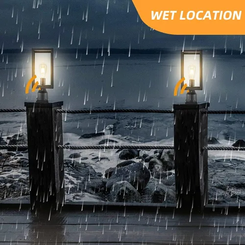 Vista 5 de Windben Luz grande de poste para exteriores de 15 pulgadas, del atardecer al amanecer, lámpara de aluminio fundido impermeable, farol de poste