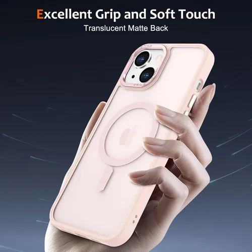 Vista 1347 de Anuck - Funda magnética para iPhone 11 compatible con MagSafe, carcasa trasera mate translúcida dura, borde de TPU, delgada, resistente a impactos
