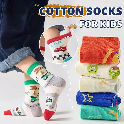 Vista 3 de Eocom Calcetines para bebés y niños pequeños, divertidos calcetines de algodón transpirable para regalo, 10 pares