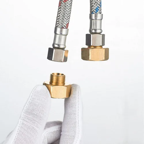 Vista 6 de Adaptador de tubo de rosca de latón, UE G1/2 pulgada hembra a US 9/16-24 UNEF Conector convertidor de rosca macho para manguera de suministro