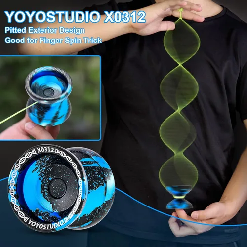 Vista 2 de YOYOSTUDIO X0312 Yoyo Profesional de Trucos Responsivo para Niños de 8-12 o Más, Yoyo de Girar con Dedo de Metal para Adultos con Kit de Rodamientos