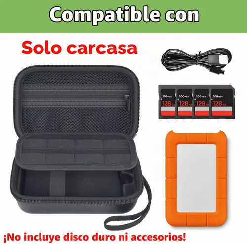 Vista 2 de Funda para disco duro externo LaCie Rugged Mini 1TB/2TB/4TB/5TB/Thunderbolt Negro