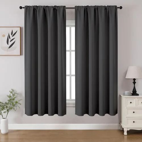 Vista 51 de CUCRAF - Cortinas opacas beige de 45 pulgadas, juego de 2 paneles con bolsillo para barra, cortinas para oscurecer dormitorios y sala de estar