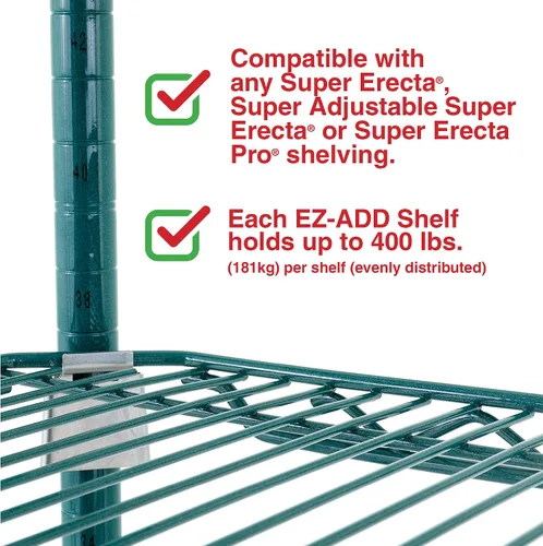 Vista 6 de METRO EZA-1836NK3 Super Erecta EZ-ADD Estante de alambre, verde metroseal, 18" x 36