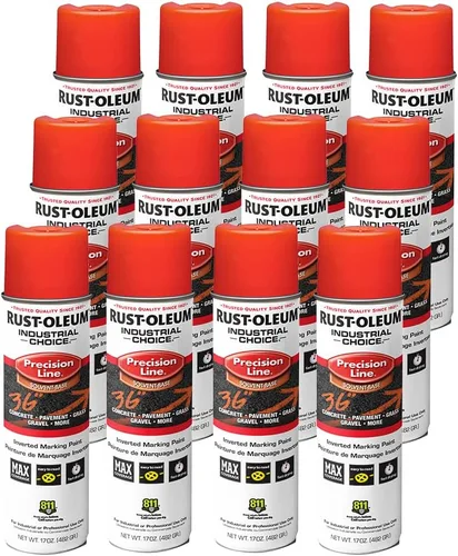 Vista 39 de Rust-Oleum 203035-12PK Pintura en aerosol invertida industrial a base de agua, 17 onzas, naranja alerta APWA, paquete de 12 unidades APWA Alerta