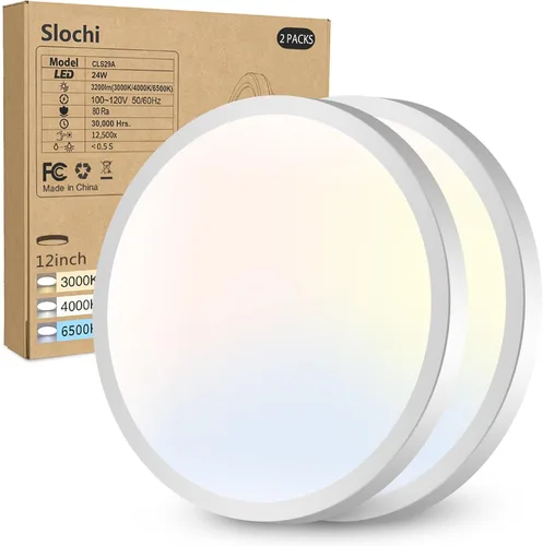 Vista 14 de Paquete de 2 lámparas LED de techo empotradas, 3000K-4000K-6500K y equivalente a 100W, lámpara de techo empotrada moderna para cocina de 15W