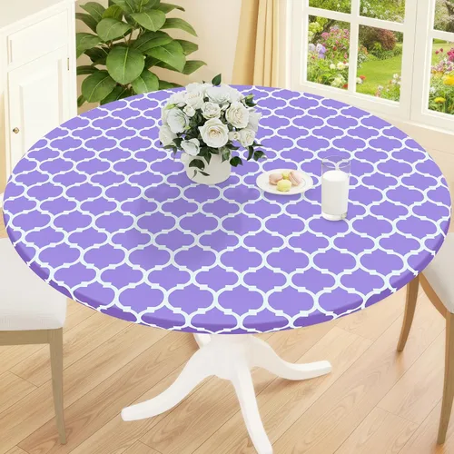 Vista 17 de Smiry Mantel redondo de pícnic, fundas de mesa elásticas impermeables para mesas de 18 a 24 pulgadas, manteles de vinilo con parte trasera