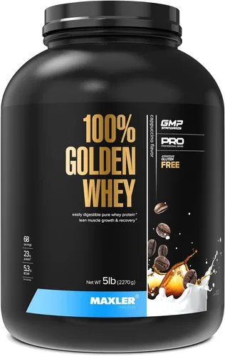 Vista 13 de Maxler Proteína de suero de leche 100% dorada, 0.94 onzas de proteína por porción, proteína de suero en polvo para antes del entrenamiento