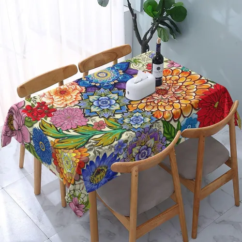 Vista 13 de Mantel rectangular moderno con diseño de arte fluido, naranja, azul, degradado, poliéster, impermeable, reutilizable, patrón abstracto de ondas
