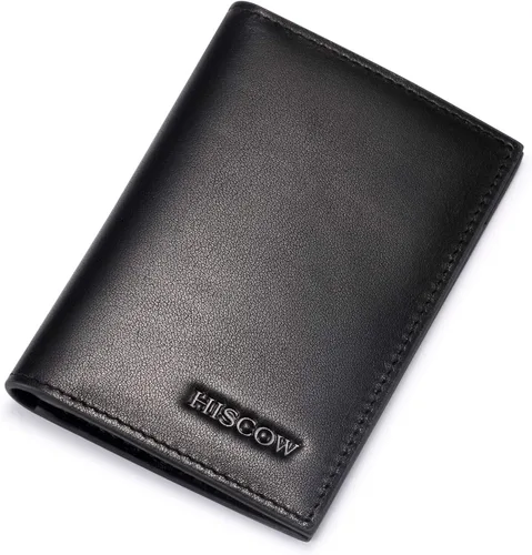 Vista 8 de Slim Leather Credit Card Holder 4cc for Men & Women, Italian Calfskin (Black)