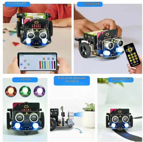 Vista 4 de KEYESTUDIO Microbit Robot - Kit de arranque de coche compatible con BBC